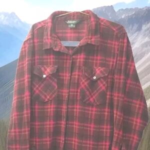 Stillwater Fleece Jacket Shacket Woman XL Soft Flannel Red Plaid Button Western